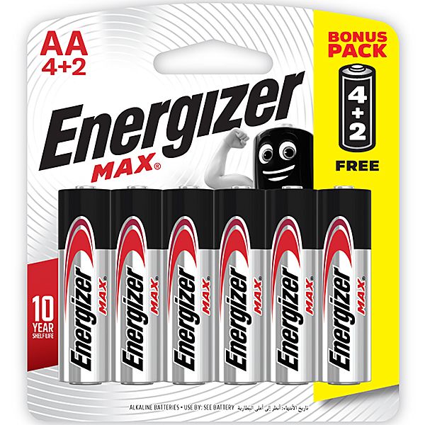 Energizer Max:  AA - 6 Pack 4+2 Free