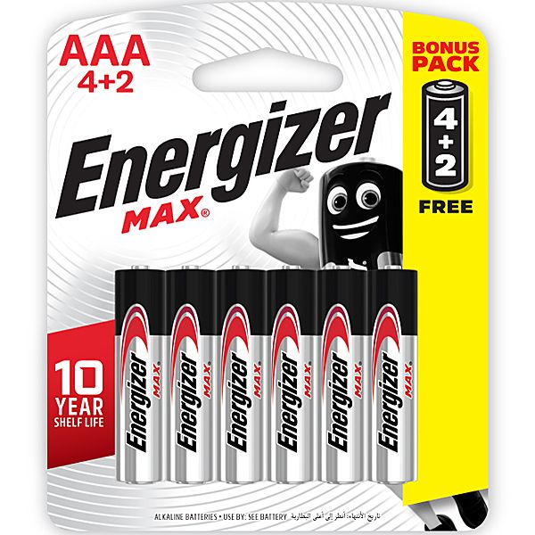 Energizer Max:  AAA - 6 Pack 4+2 Free