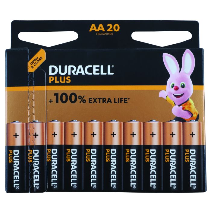 Duracell Plus AA Alkaline Batteries - 20 Pack