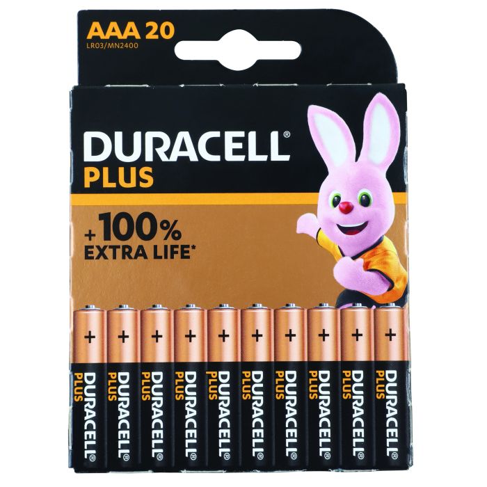 Duracell Plus AAA Alkaline Batteries - 20 Pack