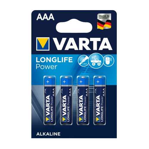VARTA Longlife Power Alkaline Batteries(Hi-Energy) - AAA 4 Pack
