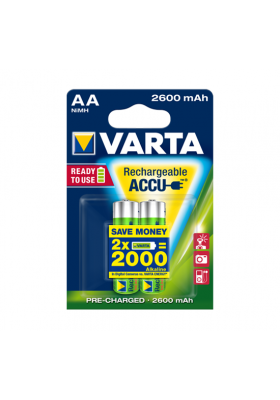 VARTA ACCU Rechargeable 2600 mAh Batteries AA 2 - Pack