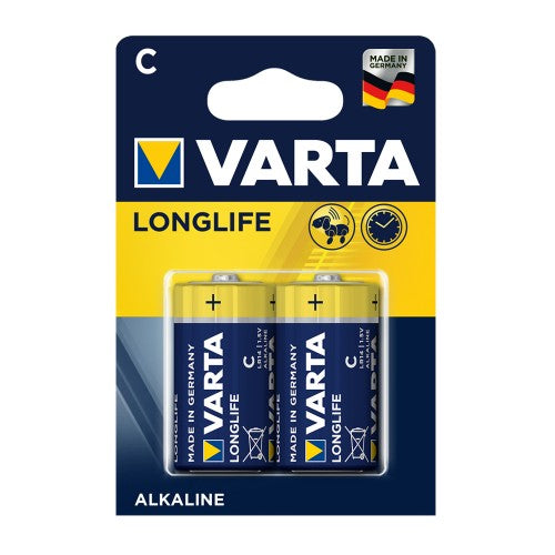 VARTA Longlife Alkaline Batteries - C Size 2 Pack