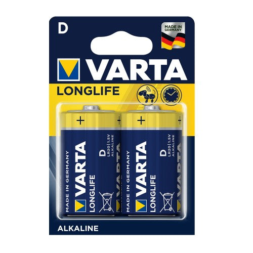 VARTA Longlife Alkaline Batteries - D Size 2 Pack